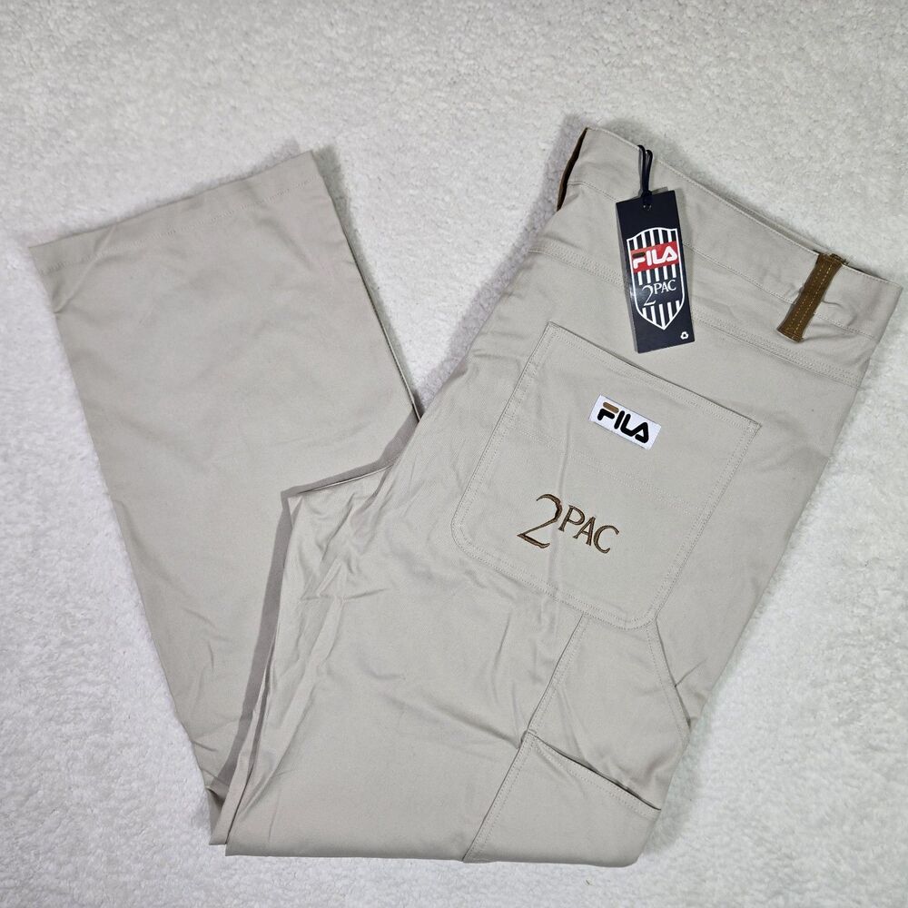 Fila x 2Pac Mens 40x32 Carpenter Cargo Pants Lightweight‎ Stretch